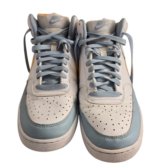 Nike Court Vision High Top Sneakers White Yellow Blue Size 10 Mens Shoes - Picture 1 of 9